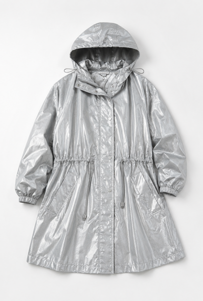 ROWEN SILVER METALLIC LONG WINDBREAKER