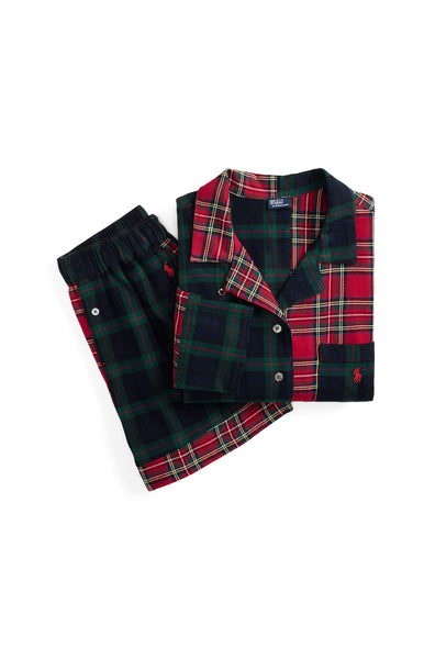 Plaid Flannel Crop Top & Boxer PJ Set
