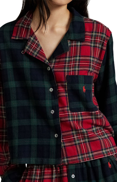 Plaid Flannel Crop Top & Boxer PJ Set