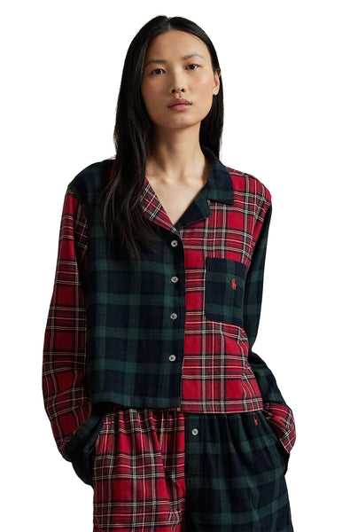 Plaid Flannel Crop Top & Boxer PJ Set