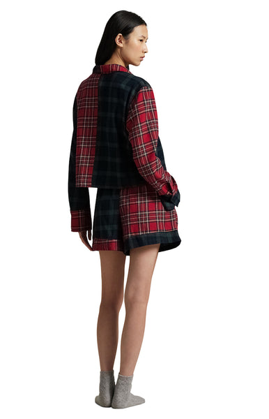 Plaid Flannel Crop Top & Boxer PJ Set