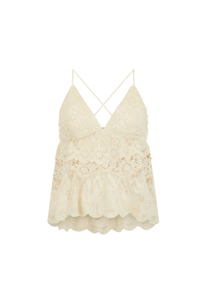 IRMA LACE HALTER - PEARL