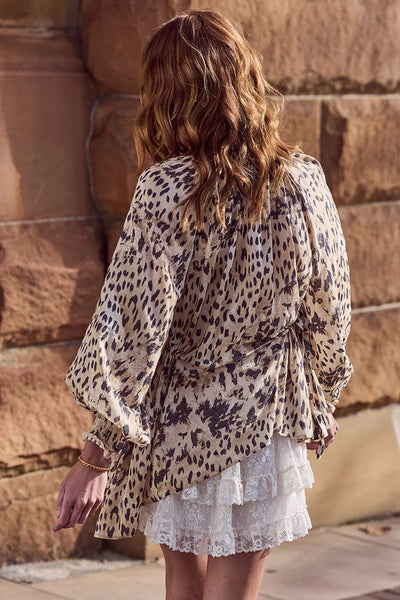 SNOW LEOPARD ASYMMETRICAL BLOUSE