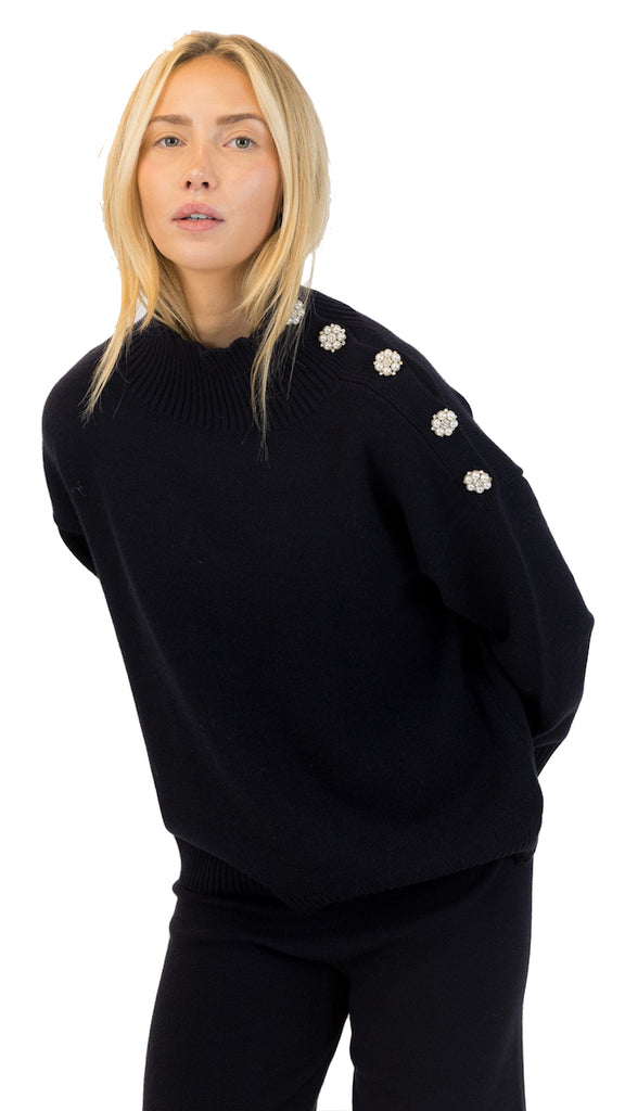 BLAKE NAVY MOCKNECK SWEATER