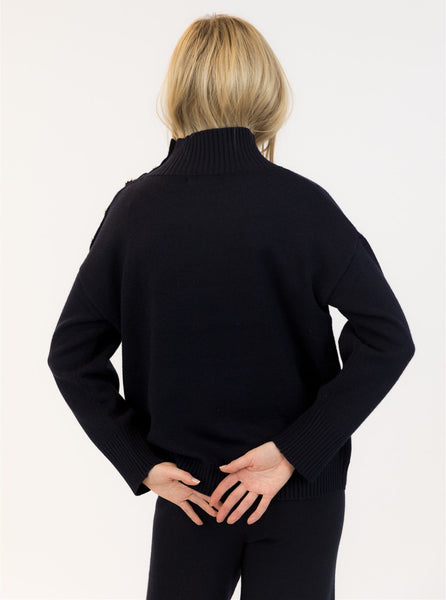BLAKE NAVY MOCKNECK SWEATER