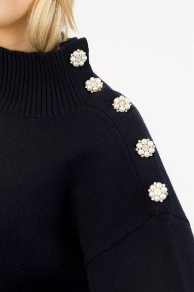 BLAKE NAVY MOCKNECK SWEATER