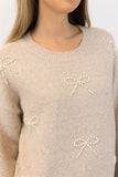 BOWS BEIGE PULLOVER SWEATER