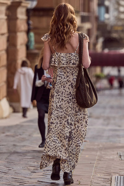 SNOW LEOPARD STRAPY GOWN