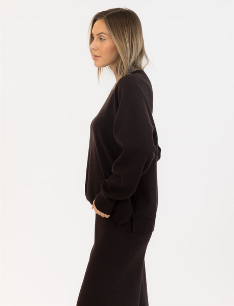 CLARET & PICO CHOCO BROWN SWEATER PANT SET