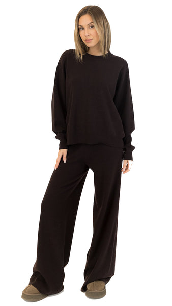 CLARET & PICO CHOCO BROWN SWEATER PANT SET