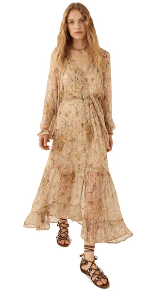 Damask Button Through Gown