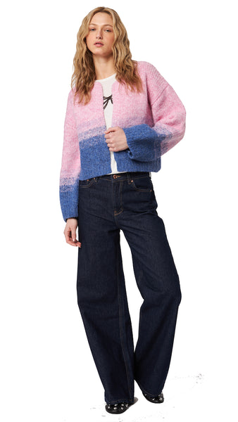 REECE GRADATED COLOUR BLOCK OPEN CARDIGAN