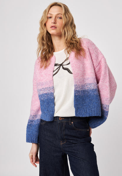 REECE GRADATED COLOUR BLOCK OPEN CARDIGAN