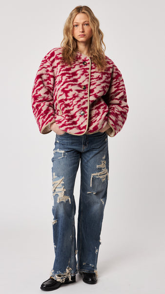 QUINCY RASPBERRY SWIRL REVERSIBLE JACKET