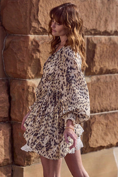 SNOW LEOPARD ASYMMETRICAL BLOUSE