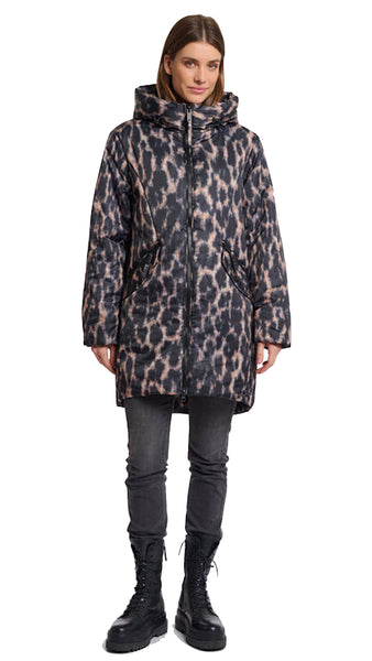 LUNE PADDED JACKET W/ HOOD - LEOPARD