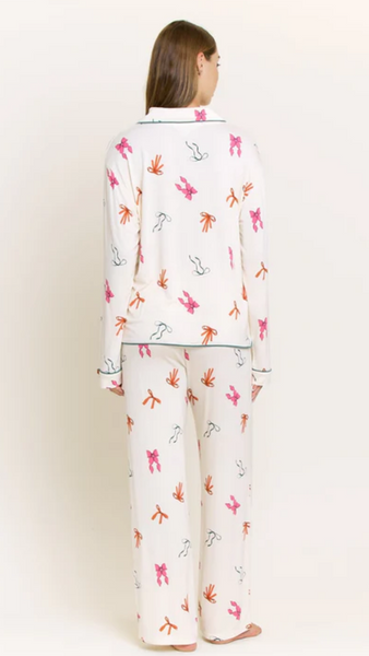 Long PJ Set in Marshmallow Bows