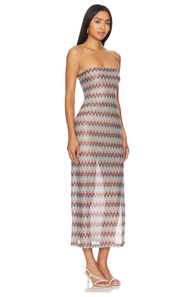 ANDREA CHEVRON STRAPLESS DRESS