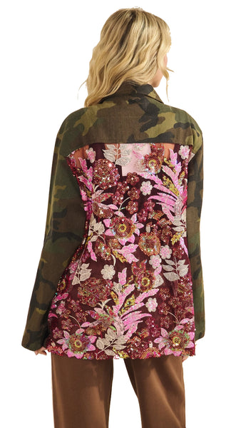 Camo Sequins Contrast Jacket