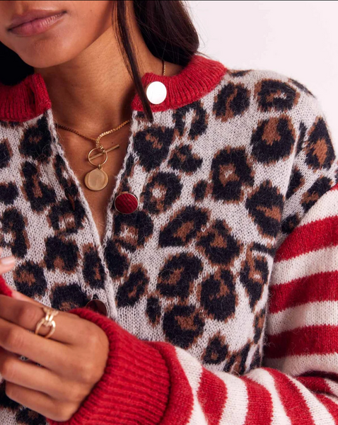 Round Neck Leopard Print Cardigan