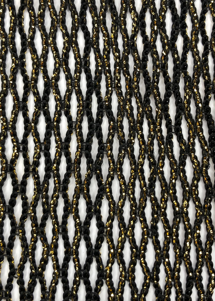 METALLIC FRINGE LONG CAFTAN - BLACK/GOLD