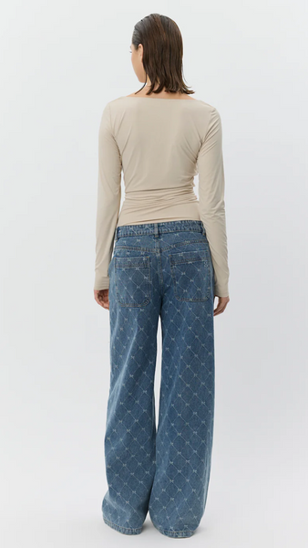 AZZI BOW LOW SLOUCH WIDE LEG JEANS