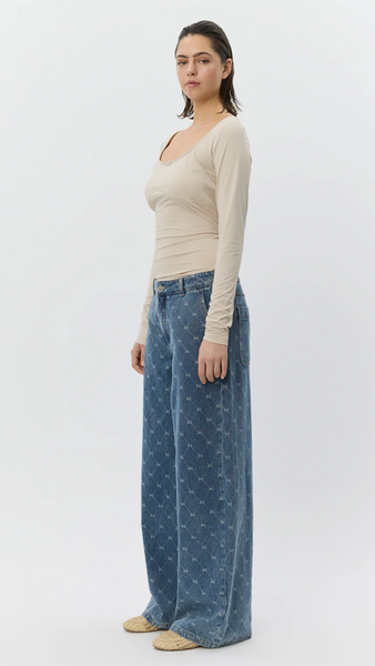 AZZI BOW LOW SLOUCH WIDE LEG JEANS