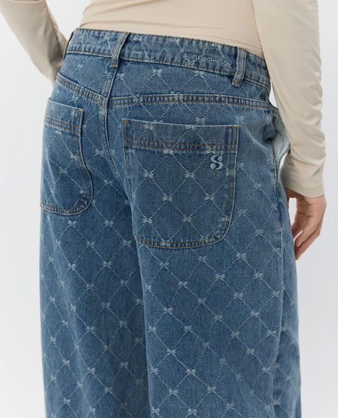 AZZI BOW LOW SLOUCH WIDE LEG JEANS