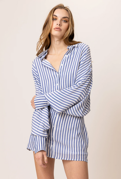 NORA STRIPE SHIRT DRESS