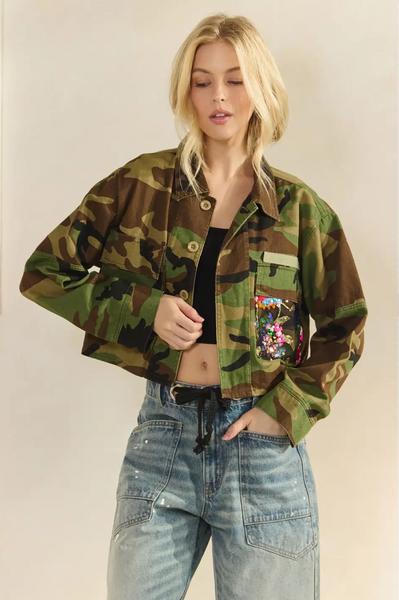 *PRE-ORDER - 10/31* Camo Sequins Contrast Jacket