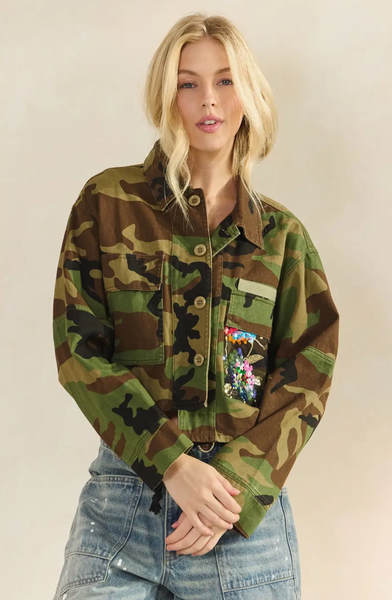 *PRE-ORDER - 10/31* Camo Sequins Contrast Jacket