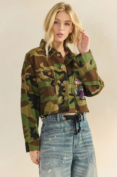 *PRE-ORDER - 10/31* Camo Sequins Contrast Jacket
