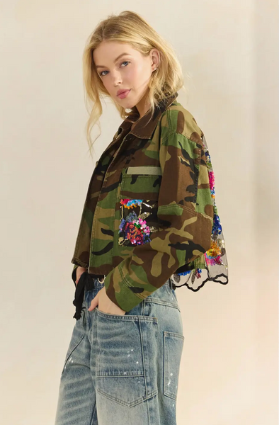 *PRE-ORDER - 10/31* Camo Sequins Contrast Jacket