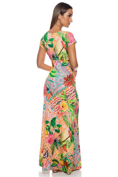 OPULENT EDEN CAP SLEEVE LONG DRESS