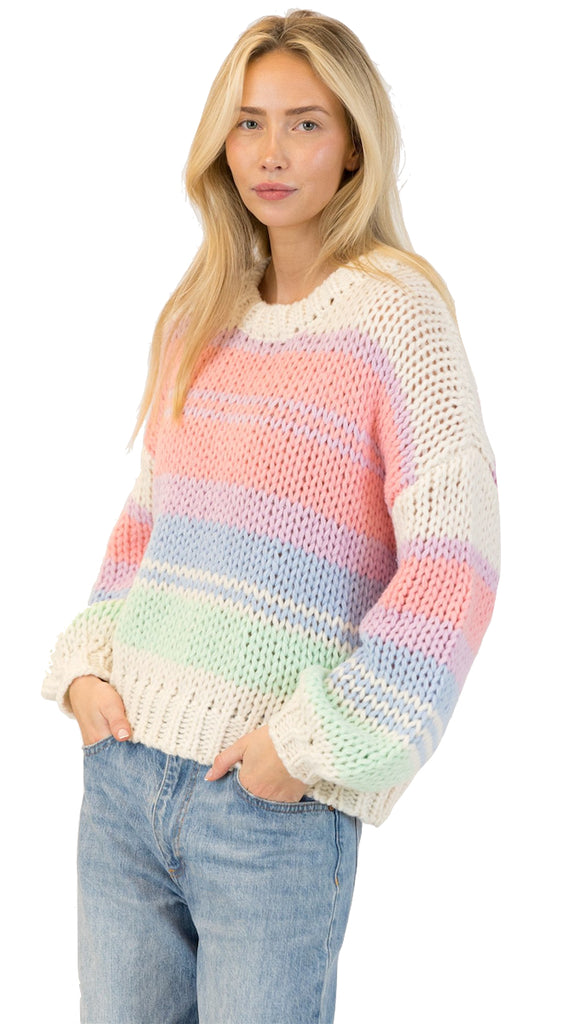 LINDY CREWNECK MULTI STRIPE PULLOVER