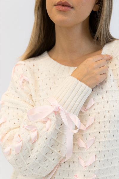 LYDIA CREWNECK RIBBON PULLOVER