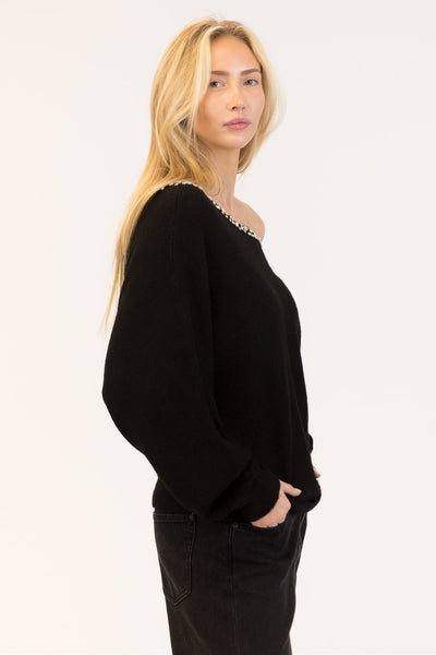 Nobu Boatneck Crystal Sweater