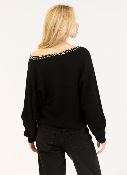 Nobu Boatneck Crystal Sweater