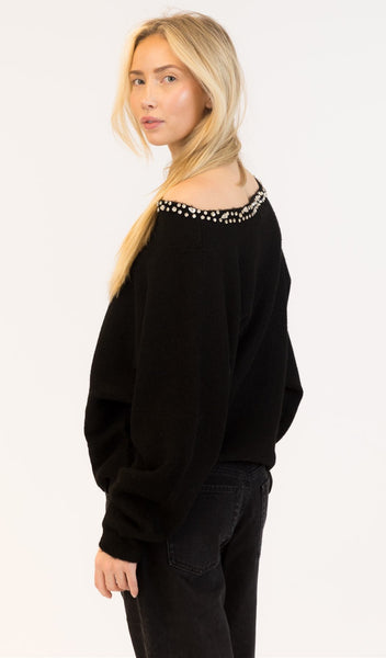 Nobu Boatneck Crystal Sweater