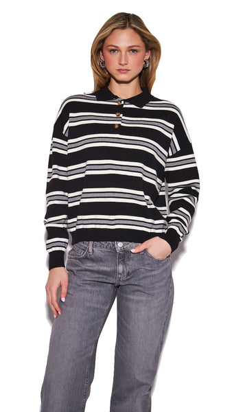 POPPY POLO IN ONYX STRIPE