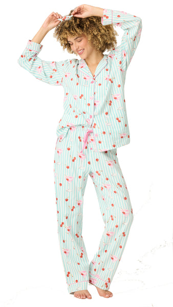 Ma Cherie Cherry Print Flannel PJ Set