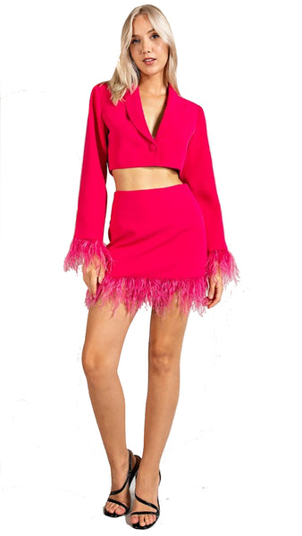 MINI SKIRT WITH FEATHER TRIM *Last One - M*