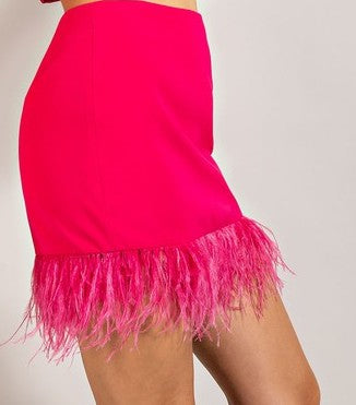 MINI SKIRT WITH FEATHER TRIM *Last One - M*