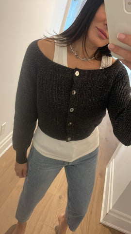 DOUBLE BREASTED KNIT CARDIGAN