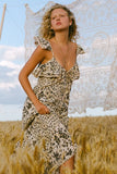 SNOW LEOPARD STRAPY GOWN