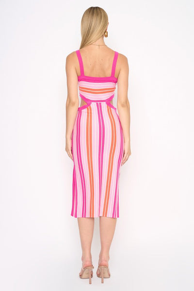 Sleeveless Cutout Stripe Dress