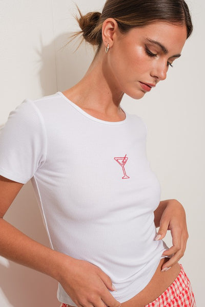 MARTINI EMBROIDERED TEE *LAST ONE - Sz S*