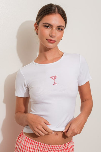 MARTINI EMBROIDERED TEE *LAST ONE - Sz S*