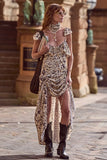 SNOW LEOPARD STRAPY GOWN