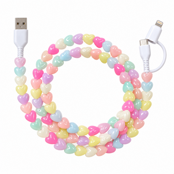 UNIVERSAL PHONE CORD CHARGER - HEARTS